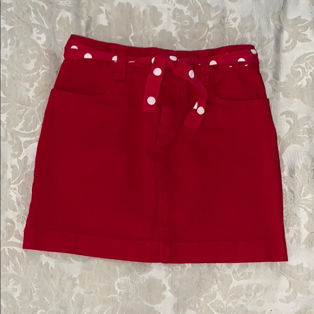 Girls red denim skirt size 6